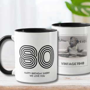 80th Birthday Party Favour Vintage Year Mug