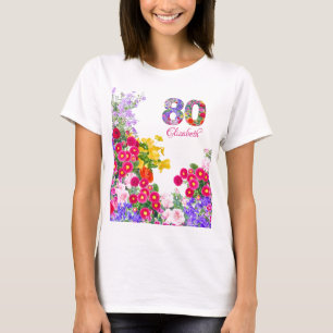 80th birthday party floral guest of honor t-shirt