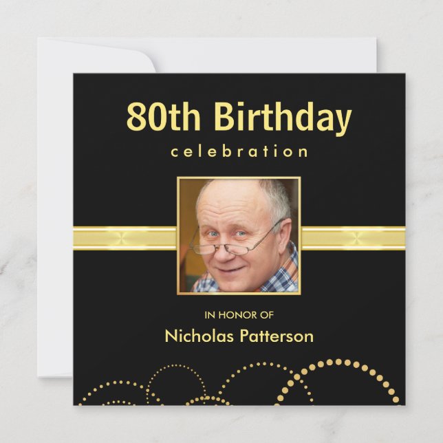 80th Birthday Party Formal - Photo Optional Invitation (Front)