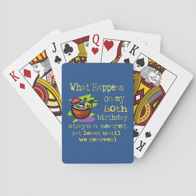 80th Birthday Party Gifts. What happens on my 80th Playing Cards (Back)