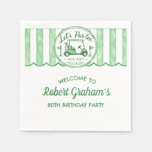 80th Birthday Party Golf Theme Cocktail Napkin