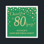 80th Birthday Party Green and Gold Diamond Napkins<br><div class="desc">80th Birthday Party Invitation with Green and Gold Glitter Diamond Background. Gold Confetti. Adult Birthday. Man or Woman Birthday. For further customization,  please click the "Customize it" button and use our design tool to modify this template.</div>