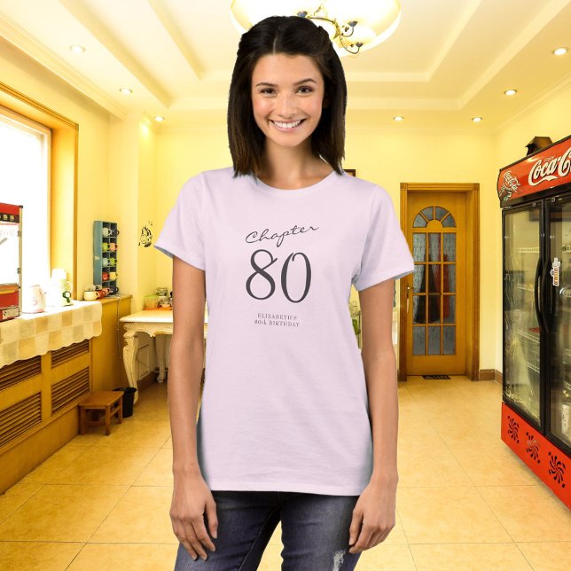 80th Birthday Party Grey Script Pink T-Shirt (Creator Uploaded)