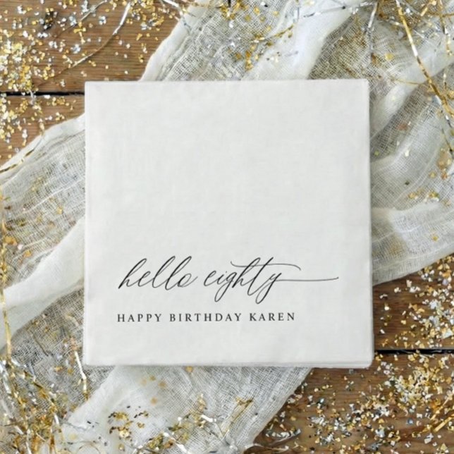 80th Birthday Party Hello 80 Modern Milestone Napkin (80th birthday party napkins - modern elegant hello eighty birthday party decor - milestone)