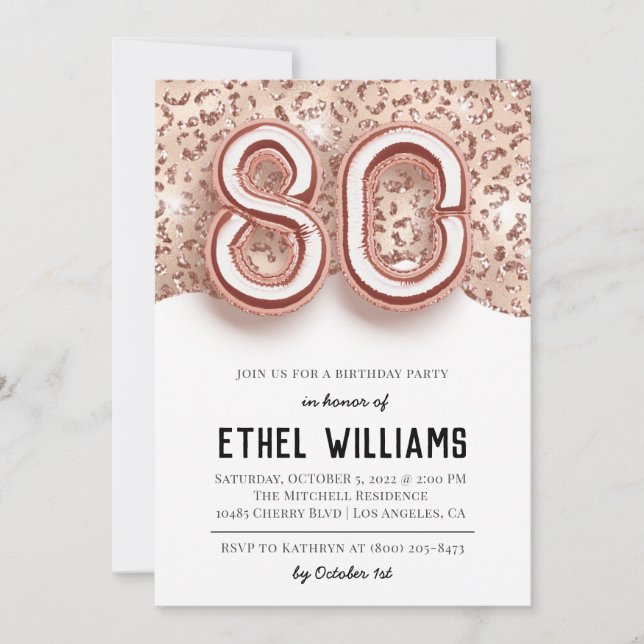 80th Birthday Party Invitation (Front)