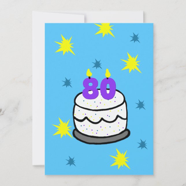80th Birthday Party Invitation 80 Candle on Cake (Front)
