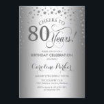 80th Birthday Party Invitation - Silver<br><div class="desc">80th Birthday Party Invitation.
Elegant design with faux glitter silver. Cheers to 80 Years! Message me if you need further customization.</div>