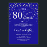 80th Birthday Party Invitation - Silver Royal Blue<br><div class="desc">80th Birthday Party Invitation.
Elegant design with faux glitter silver and royal blue. Cheers to 80 Years! Message me if you need further customization.</div>