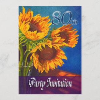 80th Birthday Party Invitation - Sunflowers