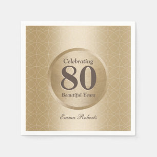 80th Birthday Party Monogram Gold Elegant Napkin