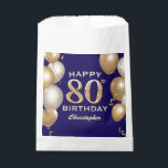 80th Birthday Party Navy Blue and Gold Balloons Favour Bag<br><div class="desc">80th Birthday Party Navy Blue and Gold Balloons and Confetti Favour Bag. For further customization,  please click the "Customize it" button and use our design tool to modify this template.</div>