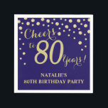 80th Birthday Party Navy Blue and Gold Diamond Napkin<br><div class="desc">80th Birthday Party Invitation with Navy Blue and Gold Glitter Diamond Background. Gold Confetti. Adult Birthday. Man or Woman Birthday. For further customization,  please click the "Customize it" button and use our design tool to modify this template.</div>