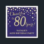 80th Birthday Party Navy Blue and Gold Diamond Napkin<br><div class="desc">80th Birthday Party Invitation with Navy Blue and Gold Glitter Diamond Background. Gold Confetti. Adult Birthday. Man or Woman Birthday. For further customization,  please click the "Customize it" button and use our design tool to modify this template.</div>