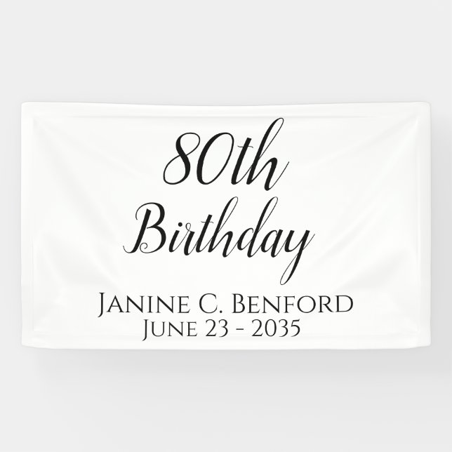 80th Birthday Party Personalized Banner (Horizontal)