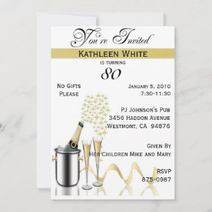 80th Birthday Party Personalized Invitation