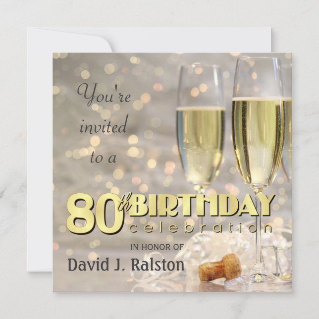 80th Birthday Party  - Personalized Invitations (Front)