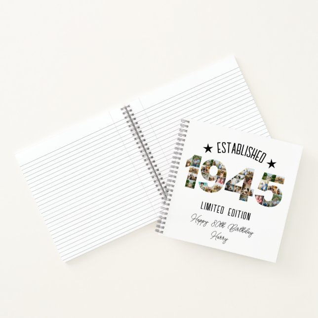 80th Birthday party Photo Collage Established 1945 Notebook (Inside)