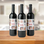 80th birthday party photo collage wine label<br><div class="desc">A bottle label for a 80th birthday party,  celebrating her life with a collage of 8 of your photos.  Templates for a name,  age 80 and a date.  Date of birth or the date of the party.  Coral and burgundy coloured letters.  White background.</div>