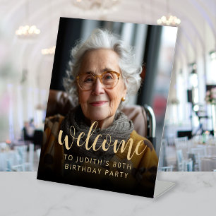 80th Birthday Party Photo Welcome Pedestal Sign