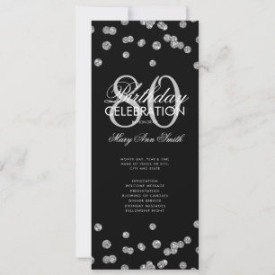 80th Birthday Party Program Silver Glitter Menu