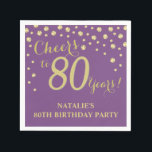 80th Birthday Party Purple and Gold Diamond Napkin<br><div class="desc">80th Birthday Party Invitation with Purple and Gold Glitter Diamond Background. Gold Confetti. Adult Birthday. Man or Woman Birthday. For further customization,  please click the "Customize it" button and use our design tool to modify this template.</div>