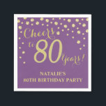 80th Birthday Party Purple and Gold Diamond Napkin<br><div class="desc">80th Birthday Party Invitation with Purple and Gold Glitter Diamond Background. Gold Confetti. Adult Birthday. Man or Woman Birthday. For further customization,  please click the "Customize it" button and use our design tool to modify this template.</div>
