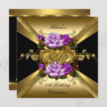 80th Birthday Party Purple Gold Roses Black Invitation<br><div class="desc">80th Birthday Party, Roses Purple Black Gold Birthday Party. Invitation floral flowers, Party birthday invites For All Ages 15th, 16th, 18th 21st, 20th, 30th, 40th, 50th, 60th, etc. This Design Style is Copyrighted © Content and Designs © 2000-2014 Zizzago™ (Trademark) and it's licensors. Customize with your own details and age....</div>
