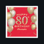 80th Birthday Party Red and Gold Balloons Napkin<br><div class="desc">80th Birthday Party Red and Gold Balloons and Confetti Napkin. For further customization,  please click the "Customize it" button and use our design tool to modify this template.</div>