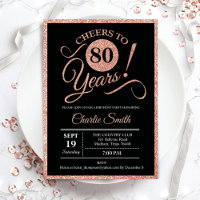 80th Birthday Party - Rose Gold Black ANY AGE