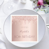 80th birthday party rose gold glitter 80 years