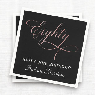 80th Birthday Party Rose Gold Script Personalized Napkin