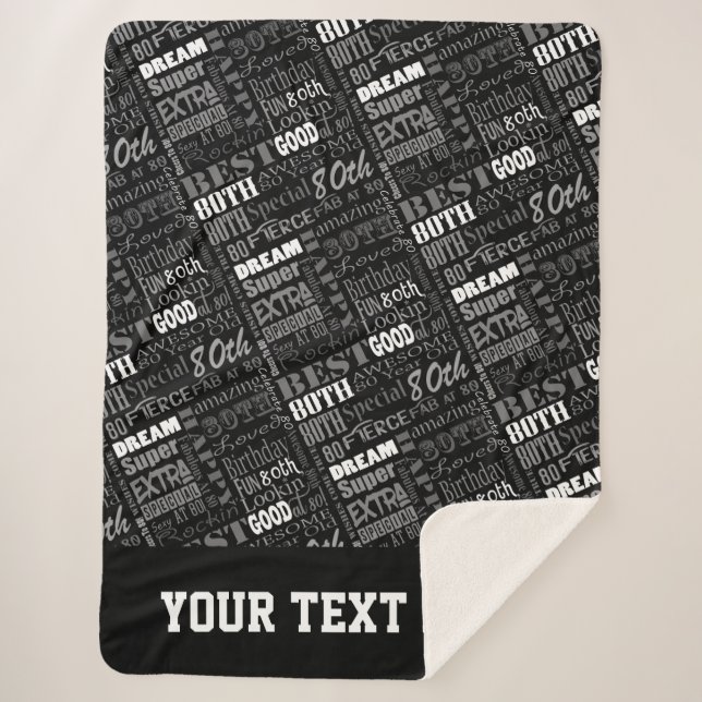 80th Birthday Party Special Personalized Monogram Sherpa Blanket (Front)