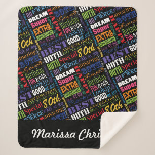 80th Birthday Party Special Personalized Monogram Sherpa Blanket