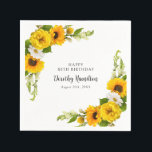 80th Birthday Party Sunflower Daisy Custom Napkin<br><div class="desc">Elegant and classy yellow sunflower,  peony and white daisy floral napkins. Three lines of text let you personalize your table decor.</div>