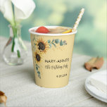 80th Birthday Party Sunflower Floral Paper Cups<br><div class="desc">Celebrate eight decades of life with our vibrant and cheerful custom 80th birthday party sunflower Paper Cups. These eye-catching cups feature a bold, golden sunflower design that radiates warmth and joy, perfectly complementing the celebratory atmosphere of this milestone occasion. Ideal for both casual outdoor gatherings and more formal indoor affairs,...</div>