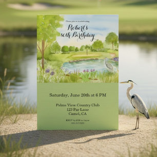 80th Birthday Party Tropical Golf Course Invitation