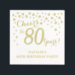 80th Birthday Party White and Gold Diamond Napkins<br><div class="desc">80th Birthday Party Invitation with White and Gold Glitter Diamond Background. Gold Confetti. Adult Birthday. Man or Woman Birthday. For further customization,  please click the "Customize it" button and use our design tool to modify this template.</div>