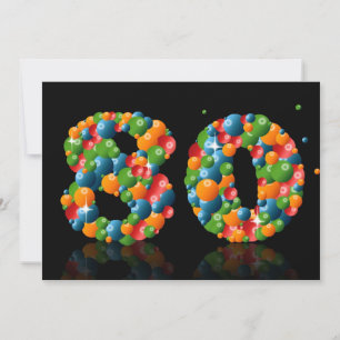 80th Birthday party, with bubbles and balls Invitation