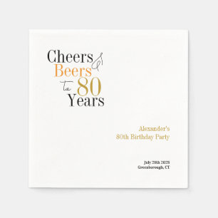 80th Birthday Personalized Cheers and Beers Party Napkin