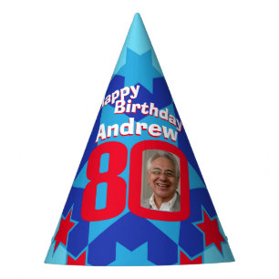 80th birthday personalized photo star name hat