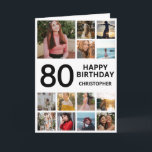 80th Birthday Photo Collage 13 Photos Black White Card<br><div class="desc">80th Happy Birthday Photo Collage 13 Photos Black and White Birthday Card for Any Age. 1st 13th 15th 16th 18th 20th 21st 30th 40th 50th 60th 70th 80th 90th 100th,  Any Ages. For further customization,  please click the "Customize it" button and use our design tool to modify this template.</div>