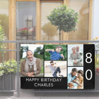 80th Birthday Photo Collage 5 Picture Black White