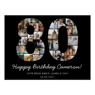 80th Birthday Photo Collage   80th Birthday Gift Poster