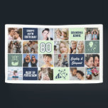 80th Birthday Photo Collage Custom Mint Blue Banner<br><div class="desc">Celebrate a milestone in style with this 80th Birthday Photo Collage Banner. Easily personalize it with your own photos, custom text, and theme colors to create a one-of-a-kind decoration for your party. Perfect for displaying cherished memories. This banner makes a stunning backdrop for birthdays, photo booths, and event décor. Designed...</div>