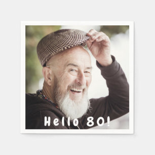 80th birthday photo guys men napkin
