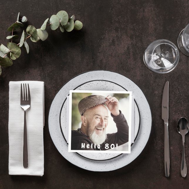 80th birthday photo guys men napkin (Creator Uploaded)