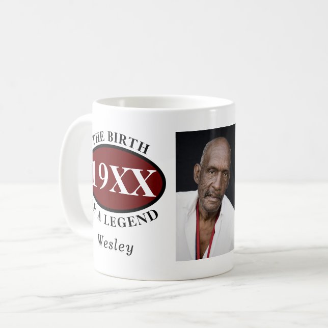 80th Birthday Photo Template Birth Of A Legend Coffee Mug (Front Left)