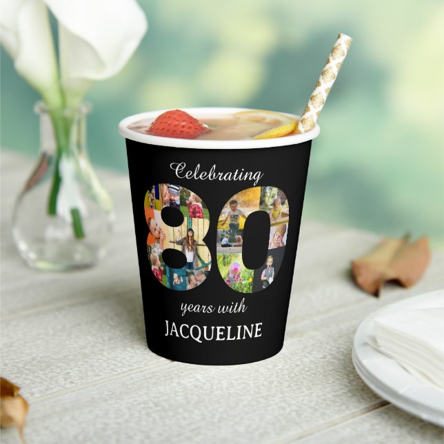 80th Birthday Photo Template Invitation Paper Cups (Insitu)