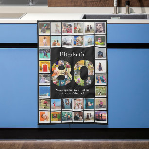 80th Birthday Photo Template Kitchen Towel