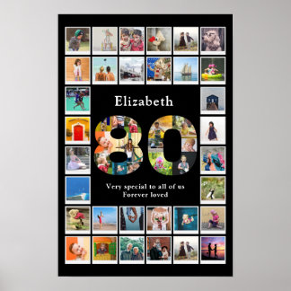 80th Birthday Photo Template Poster
